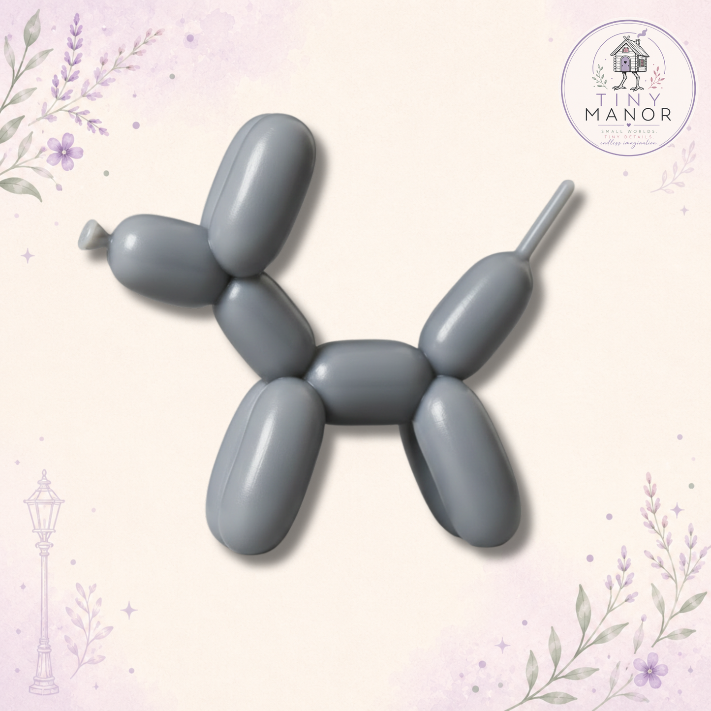 Miniature Balloon Dog figurine printed in ABS-like resin ready for painting.